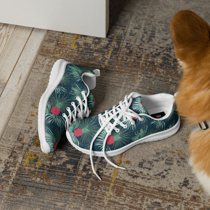 Dark Tropical Hibiscus Athletic #15 - Opposite Side | HA!LO Canvas Sneakers