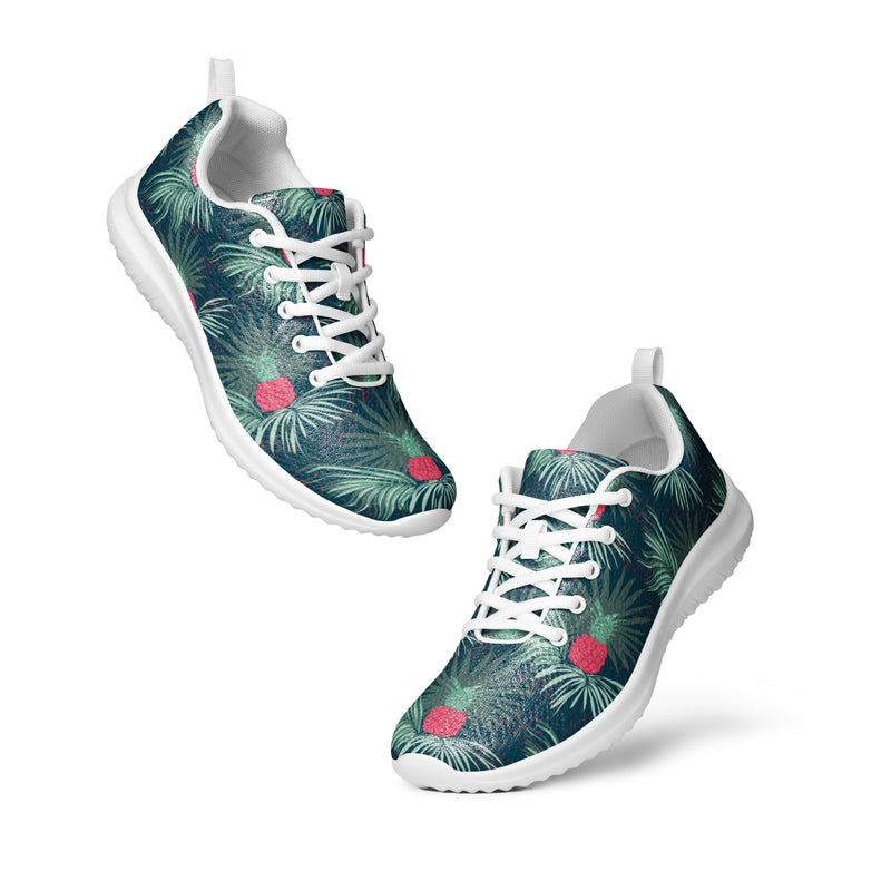 Dark Tropical Hibiscus Athletic #15 - Top Down View | HA!LO Canvas Sneakers