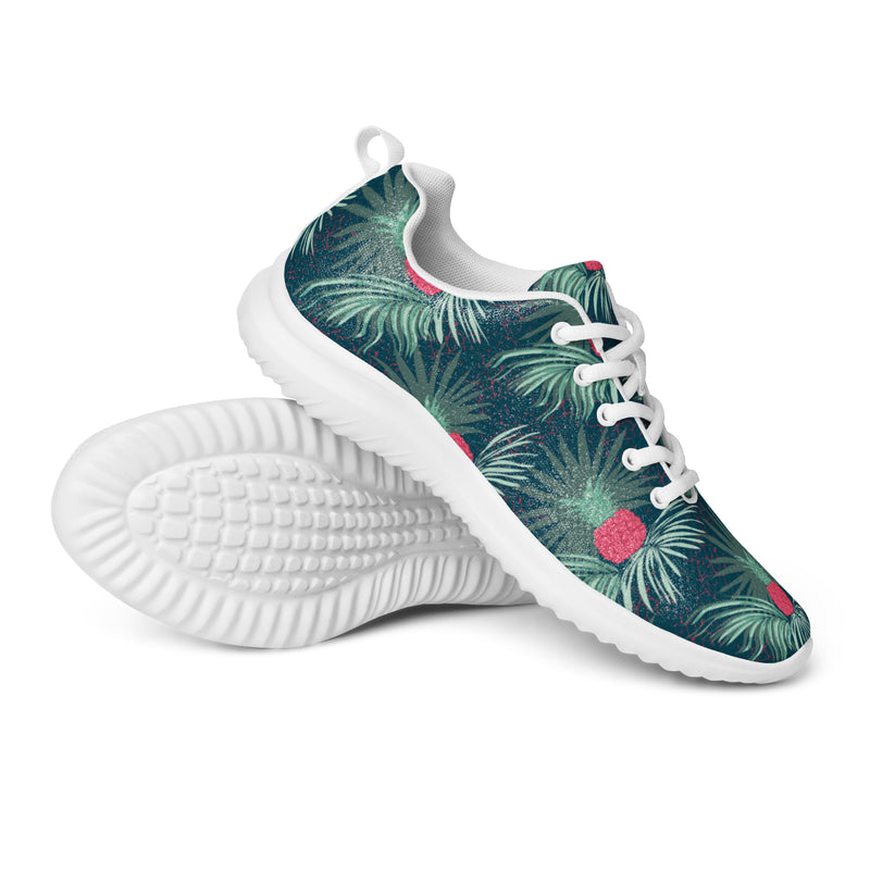 Dark Tropical Hibiscus Athletic #15 - Canvas High Top Sneakers | HA!LO