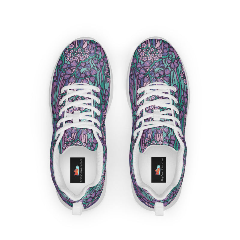 Purple Paisley Floral Athletic #17 - Back View | HA!LO Canvas Sneakers