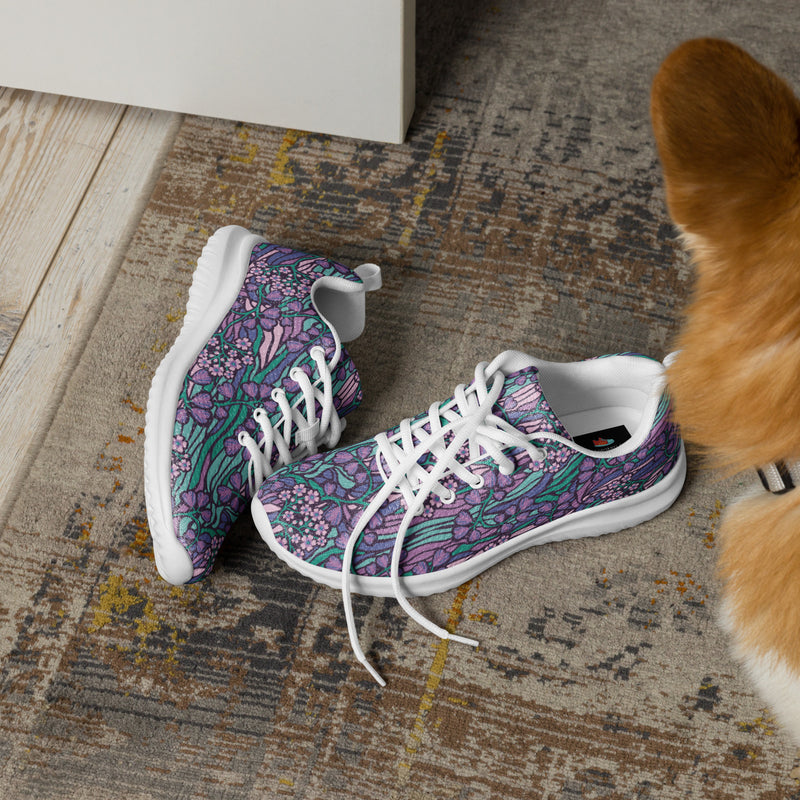 Purple Paisley Floral Athletic #17 - Opposite Side | HA!LO Canvas Sneakers
