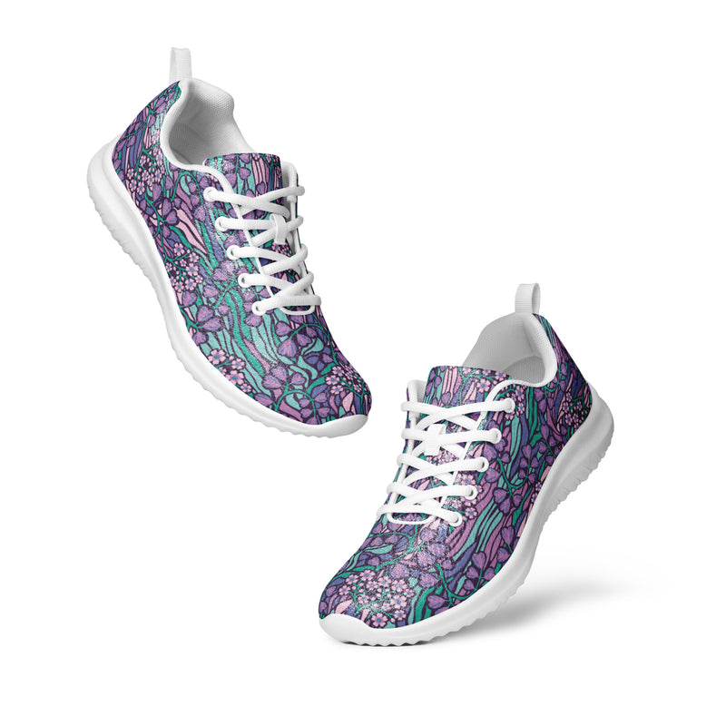 Purple Paisley Floral Athletic #17 - Top Down View | HA!LO Canvas Sneakers