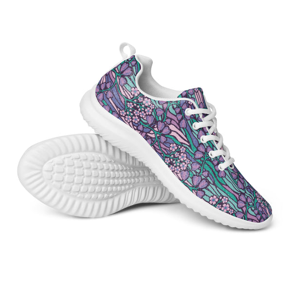 HA!LO Purple Paisley Floral — Women's Canvas Athletic Sneaker