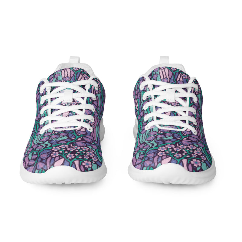 Purple Paisley Floral Athletic #17 - Front View | HA!LO Canvas Sneakers