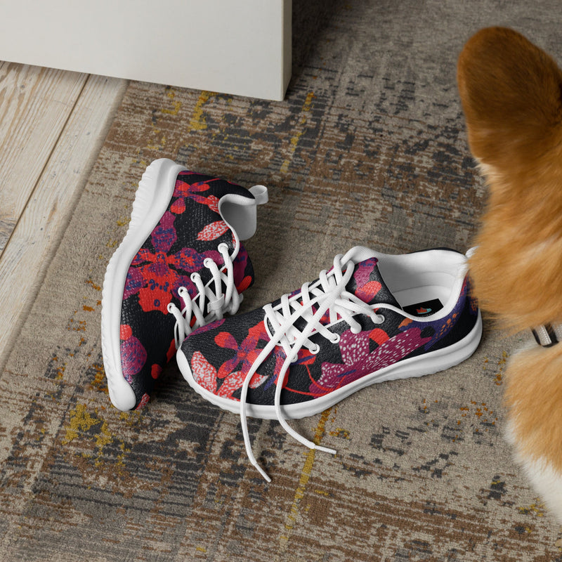Red Tropical Floral Athletic #5 - Opposite Side | HA!LO Canvas Sneakers