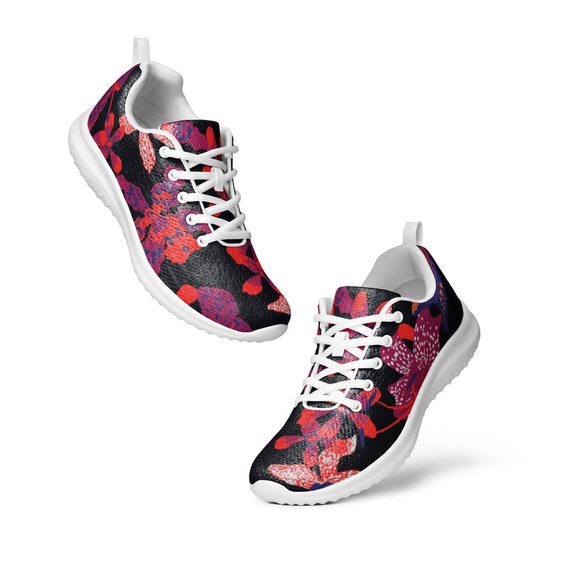 Red Tropical Floral Athletic #5 - Top Down View | HA!LO Canvas Sneakers