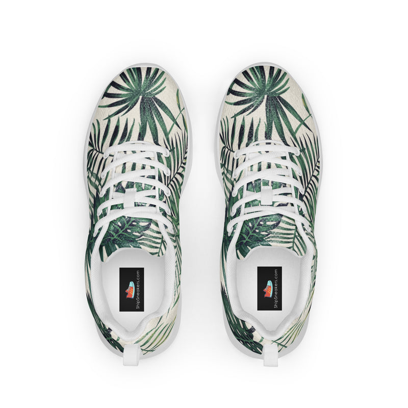 Green Palm Leaf Athletic #26 - Back View | HA!LO Canvas Sneakers