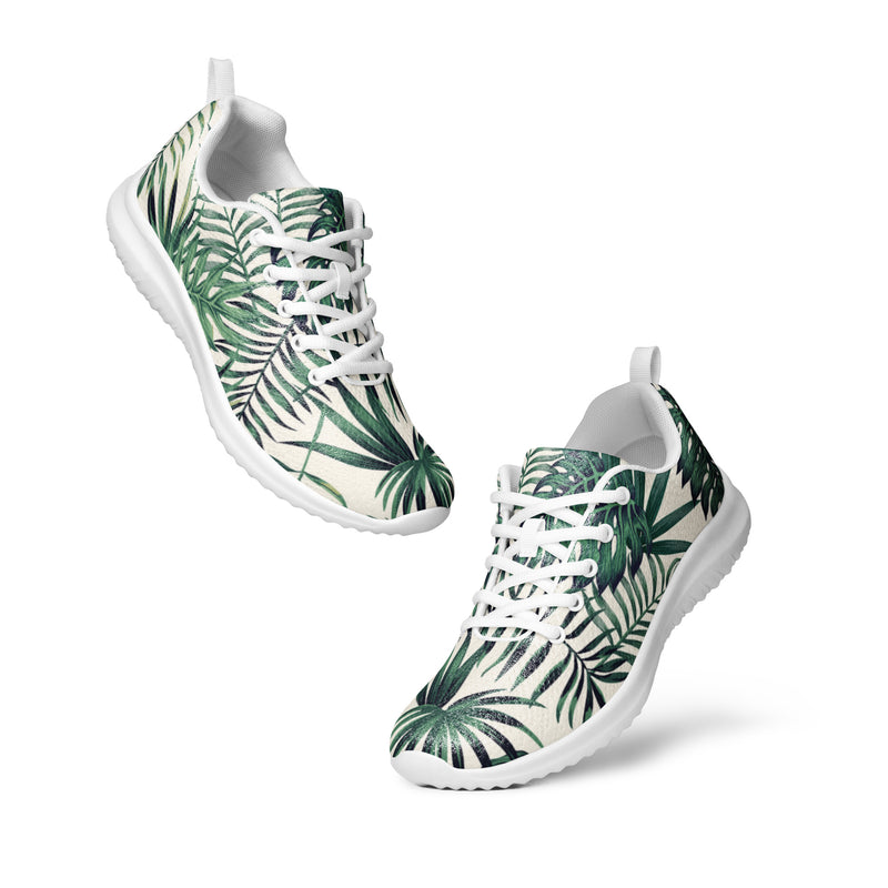 Green Palm Leaf Athletic #26 - Top Down View | HA!LO Canvas Sneakers