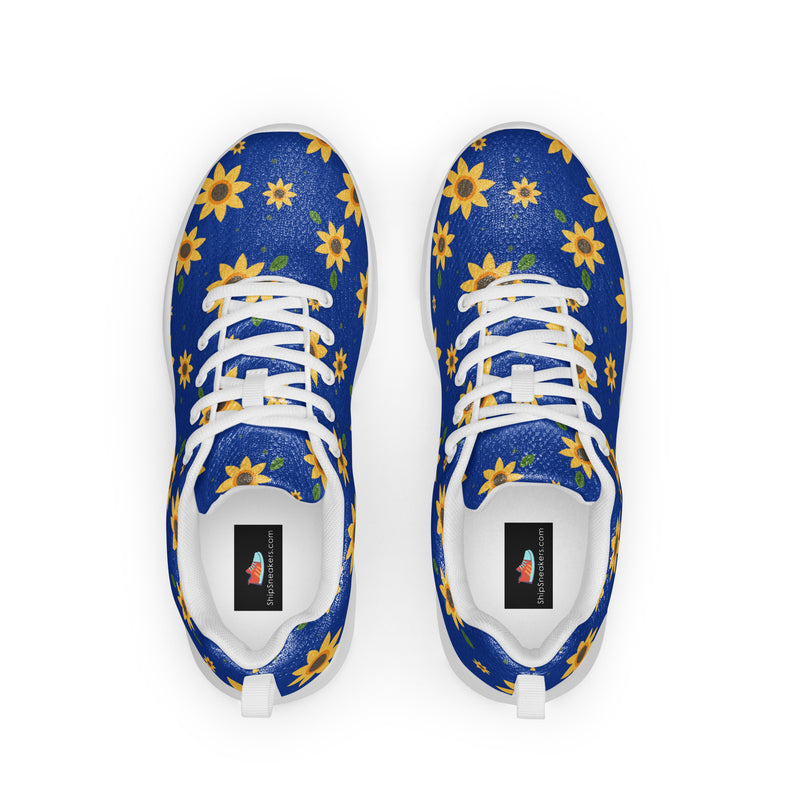 Blue Sunflower Athletic #28 - Back View | HA!LO Canvas Sneakers