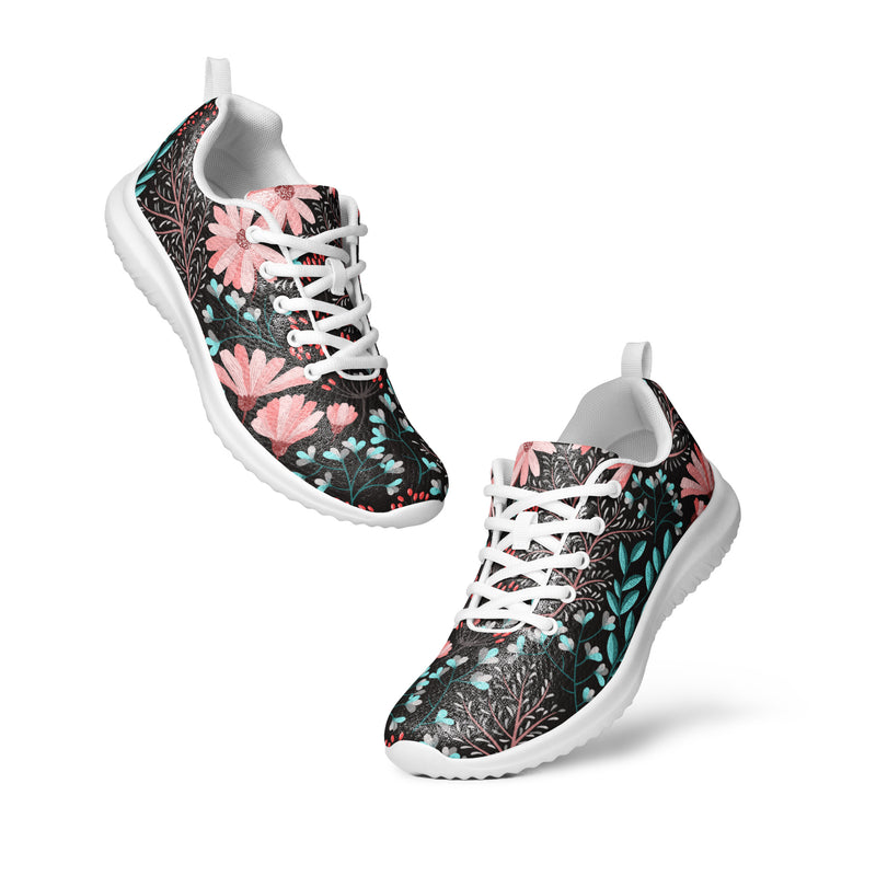Dark Floral Garden Athletic #30 - Top Down View | HA!LO Canvas Sneakers