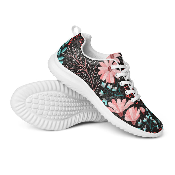 HA!LO Dark Floral Garden — Women's Canvas Athletic Sneaker