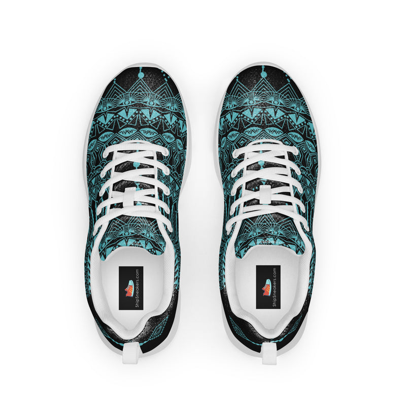 Teal Mandala Athletic #41 - Back View | HA!LO Canvas Sneakers