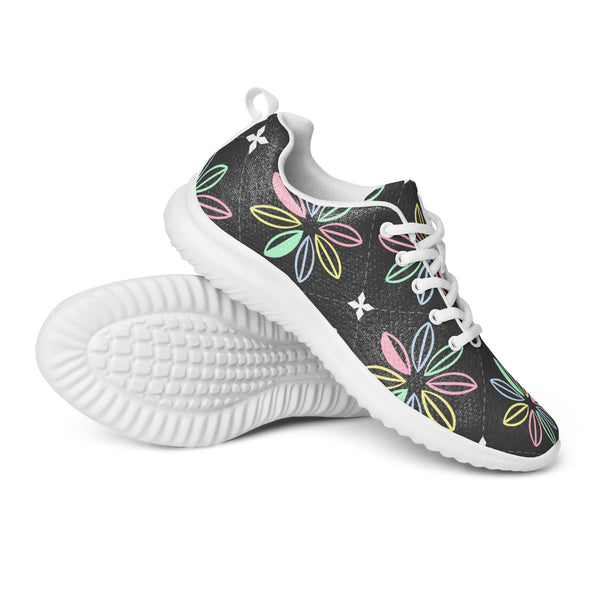 HA!LO Dark Floral Star — Women's Canvas Athletic Sneaker