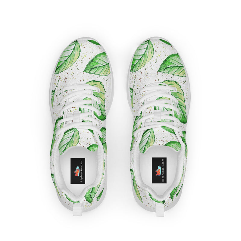 Green Leaf Scatter Athletic #10 - Back View | HA!LO Canvas Sneakers