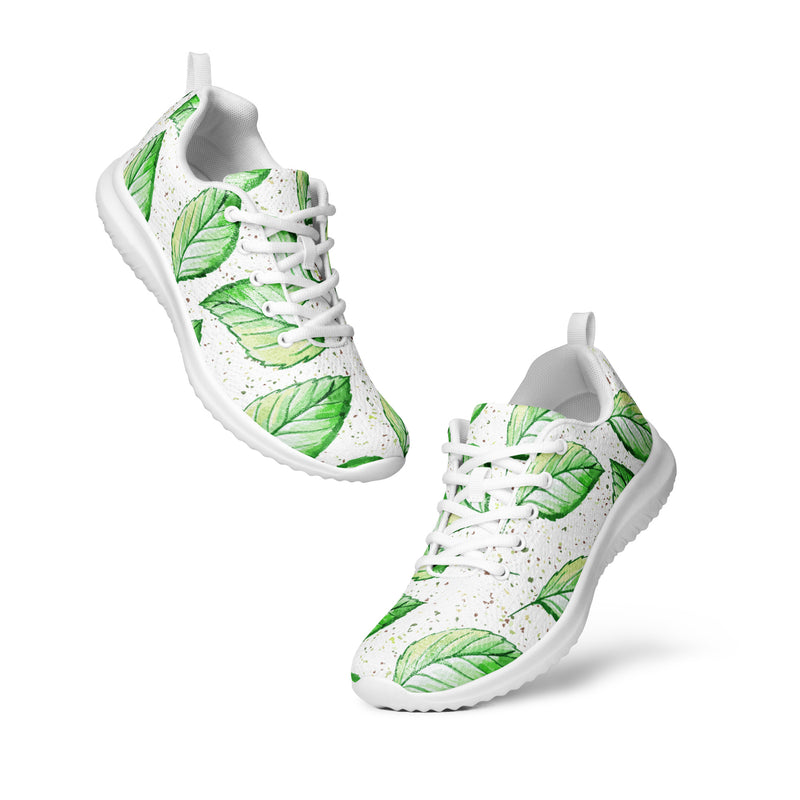 Green Leaf Scatter Athletic #10 - Top Down View | HA!LO Canvas Sneakers