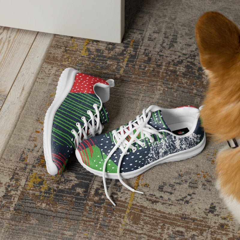 Red Green Abstract Athletic #35 - Opposite Side | HA!LO Canvas Sneakers