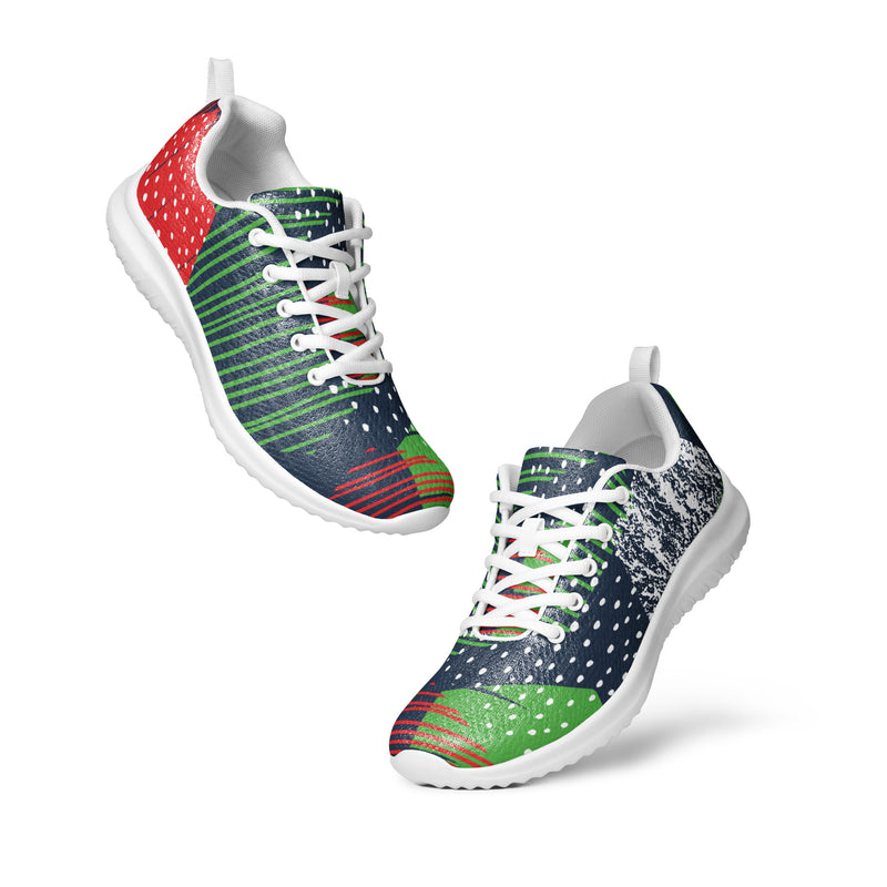 Red Green Abstract Athletic #35 - Top Down View | HA!LO Canvas Sneakers