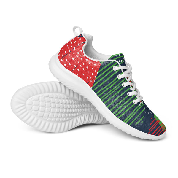 HA!LO Red Green Abstract — Women's Canvas Athletic Sneaker