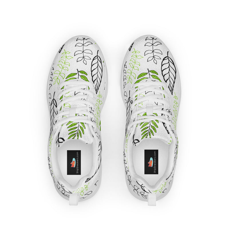 Green Botanical Leaf Athletic #36 - Back View | HA!LO Canvas Sneakers