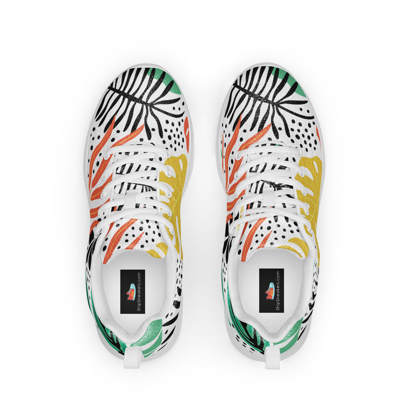 Yellow Palm Leaf Athletic #37 - Back View | HA!LO Canvas Sneakers