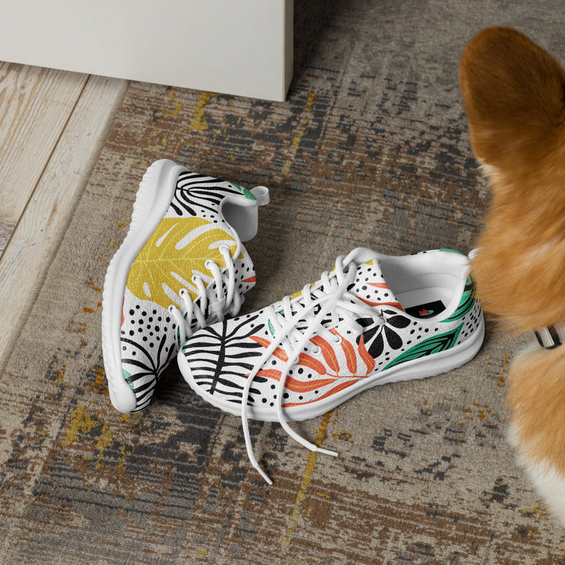 Yellow Palm Leaf Athletic #37 - Opposite Side | HA!LO Canvas Sneakers