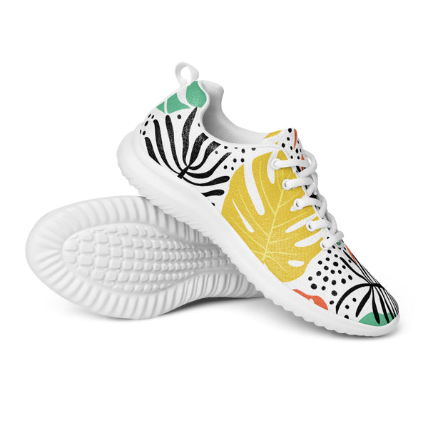 HA!LO Yellow Palm Leaf — Women's Canvas Athletic Sneaker