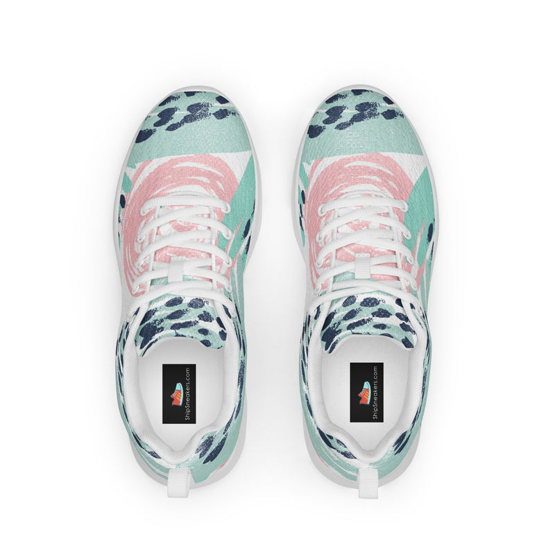 Mint Abstract Brush Athletic #43 - Back View | HA!LO Canvas Sneakers
