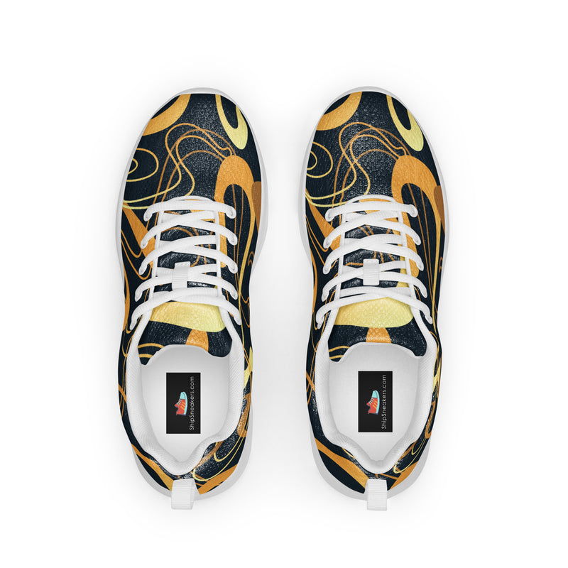 Gold Baroque Scroll Athletic #45 - Back View | HA!LO Canvas Sneakers