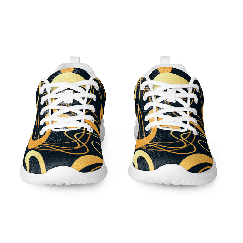Gold Baroque Scroll Athletic #45 - Front View | HA!LO Canvas Sneakers