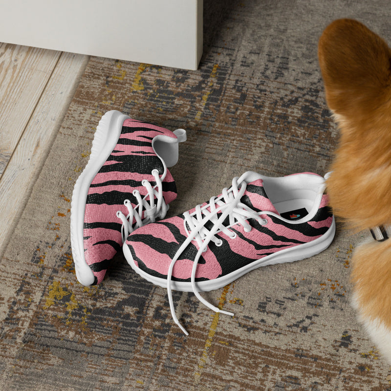 Pink Tiger Stripe Athletic #49 - Opposite Side | HA!LO Canvas Sneakers