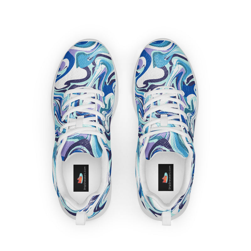Blue Marble Swirl Athletic #51 - Back View | HA!LO Canvas Sneakers