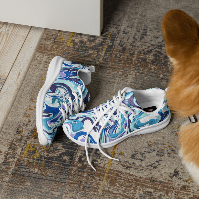 Blue Marble Swirl Athletic #51 - Opposite Side | HA!LO Canvas Sneakers