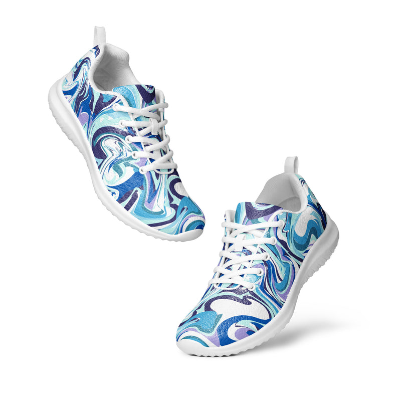 Blue Marble Swirl Athletic #51 - Top Down View | HA!LO Canvas Sneakers