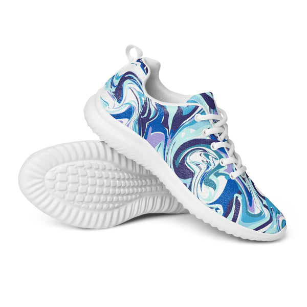 HA!LO Blue Marble Swirl — Women's Canvas Athletic Sneaker