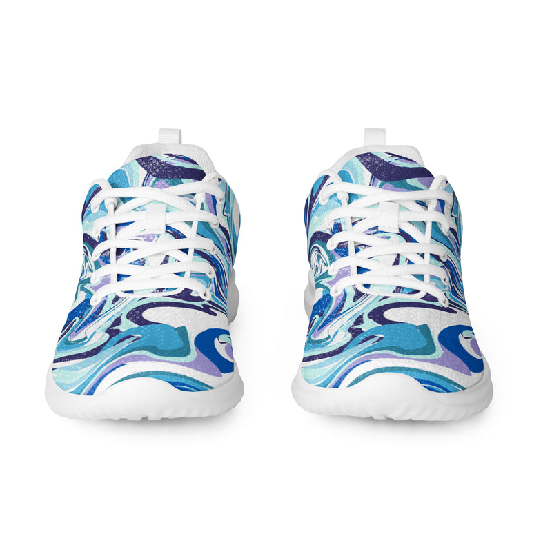 Blue Marble Swirl Athletic #51 - Front View | HA!LO Canvas Sneakers