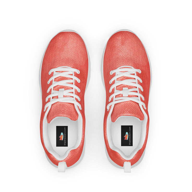 Coral Watercolor Solid Athletic #52 - Back View | HA!LO Canvas Sneakers