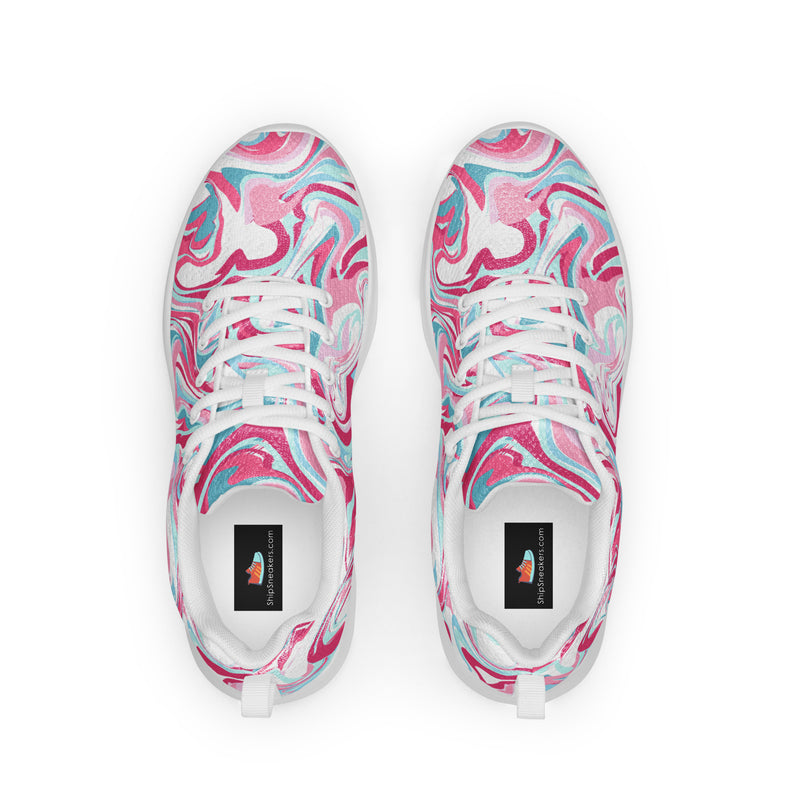 Pink Marble Swirl Athletic #55 - Back View | HA!LO Canvas Sneakers