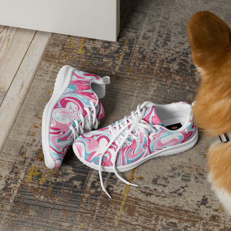 Pink Marble Swirl Athletic #55 - Opposite Side | HA!LO Canvas Sneakers