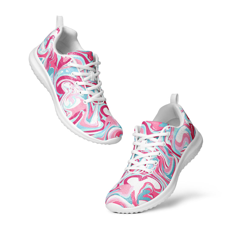 Pink Marble Swirl Athletic #55 - Top Down View | HA!LO Canvas Sneakers