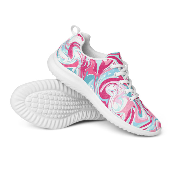 HA!LO Pink Marble Swirl — Women's Canvas Athletic Sneaker
