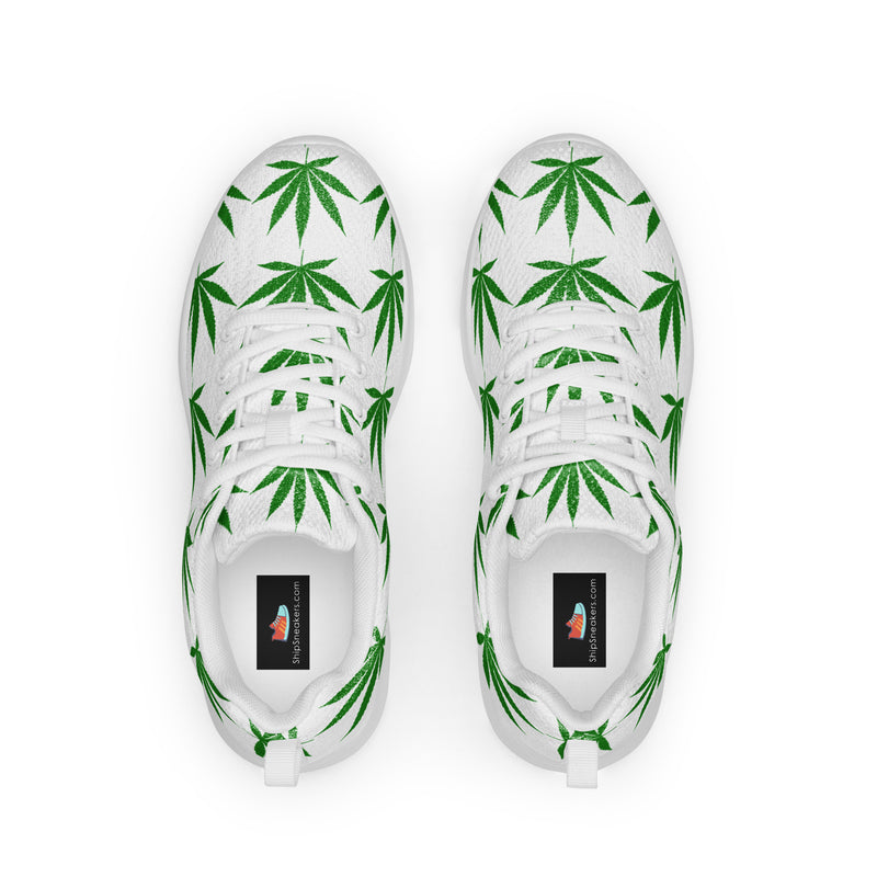 Green Leaf Pattern Athletic #56 - Back View | HA!LO Canvas Sneakers