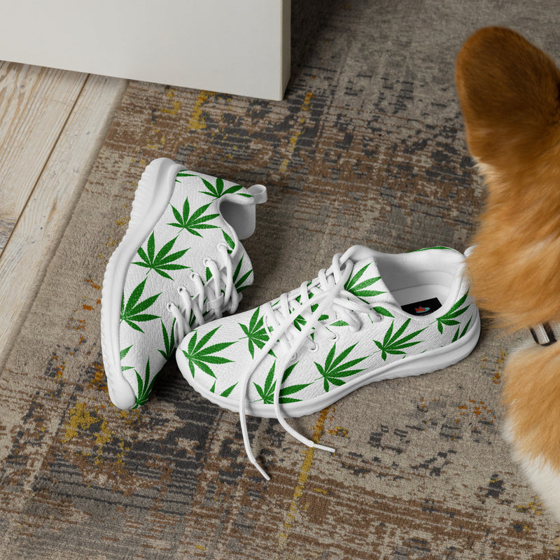 Green Leaf Pattern Athletic #56 - Opposite Side | HA!LO Canvas Sneakers