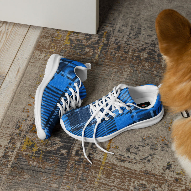 Royal Blue Plaid Athletic #50 - Opposite Side | HA!LO Canvas Sneakers