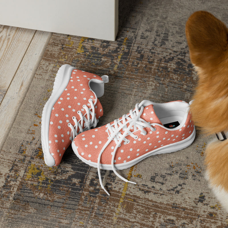 Coral Dot Athletic #60 - Opposite Side | HA!LO Canvas Sneakers