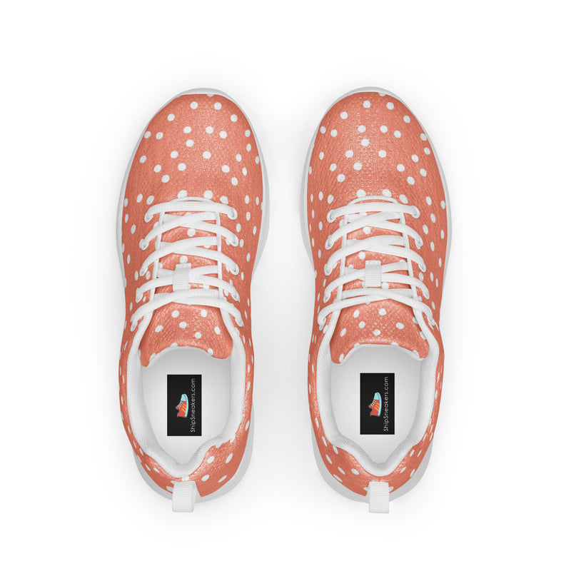 Coral Dot Athletic #60 - Back View | HA!LO Canvas Sneakers