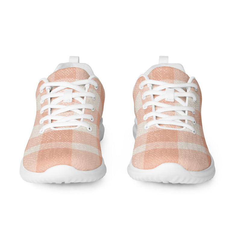 Peach Gingham Large Athletic #62 - Front View | HA!LO Canvas Sneakers