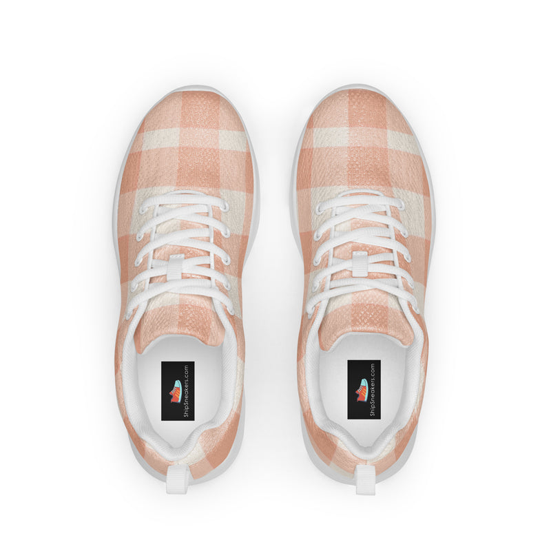 Peach Gingham Large Athletic #62 - Back View | HA!LO Canvas Sneakers
