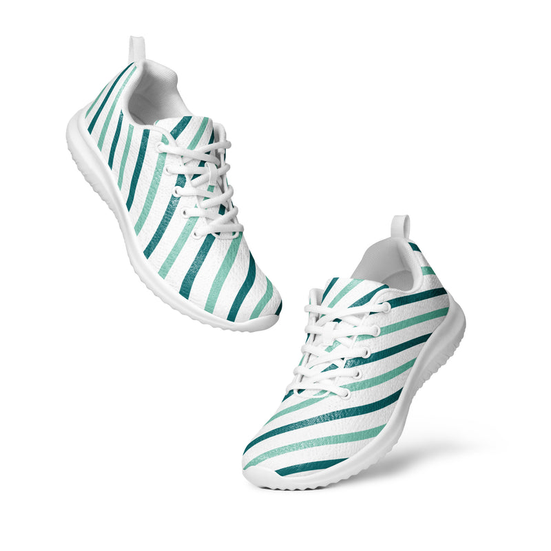 Teal Stripe Thin Athletic #69 - Top Down View | HA!LO Canvas Sneakers