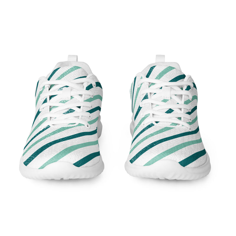 Teal Stripe Thin Athletic #69 - Front View | HA!LO Canvas Sneakers