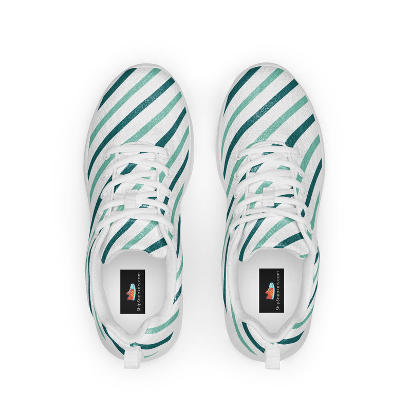Teal Stripe Thin Athletic #69 - Back View | HA!LO Canvas Sneakers